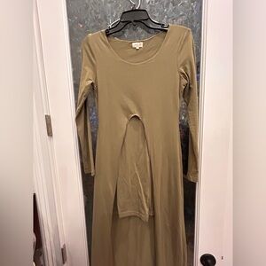 Tea n Cup Olive Long Sleeve Dress B3